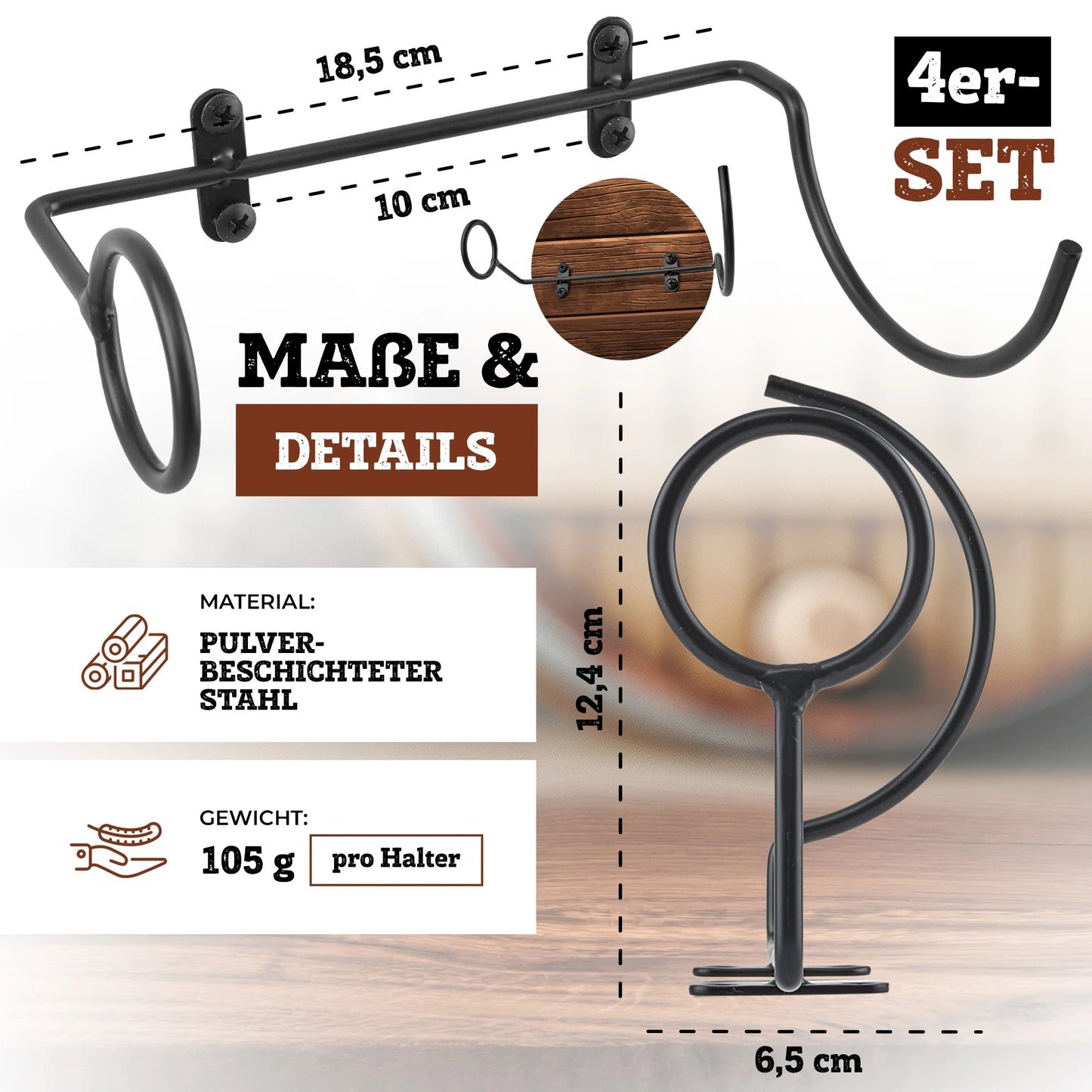 DIY Weinhalter Set 4 STK. Metall - MühlenWerk